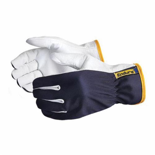 Superior Glove™ 378GAX-S Endura® Lightweight General Purpose Gloves, Drivers, Gunn Cut with Wing Thumb Style, Grain Goatskin Leather/Spandex® Stretch Back, Blue, Resists: Abrasion