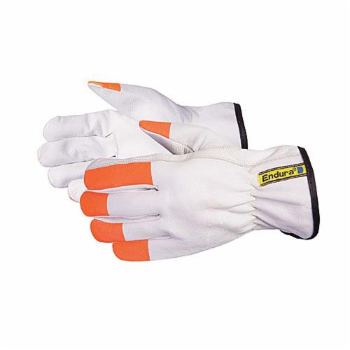Superior Glove™ 378GOT-L Endura® Lightweight General Purpose Gloves, Keystone Thumb Style, Grain Goatskin Leather, Hi-Viz Orange, Resists: Abrasion and Puncture