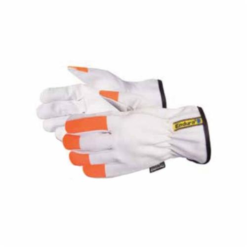 Superior Glove™ 378GOTTL-L Endura® General Purpose Gloves, Drivers, Keystone Thumb Style, Grain Goatskin Leather, Hi-Viz Orange, Resists: Abrasion, Thinsulate™ Lining