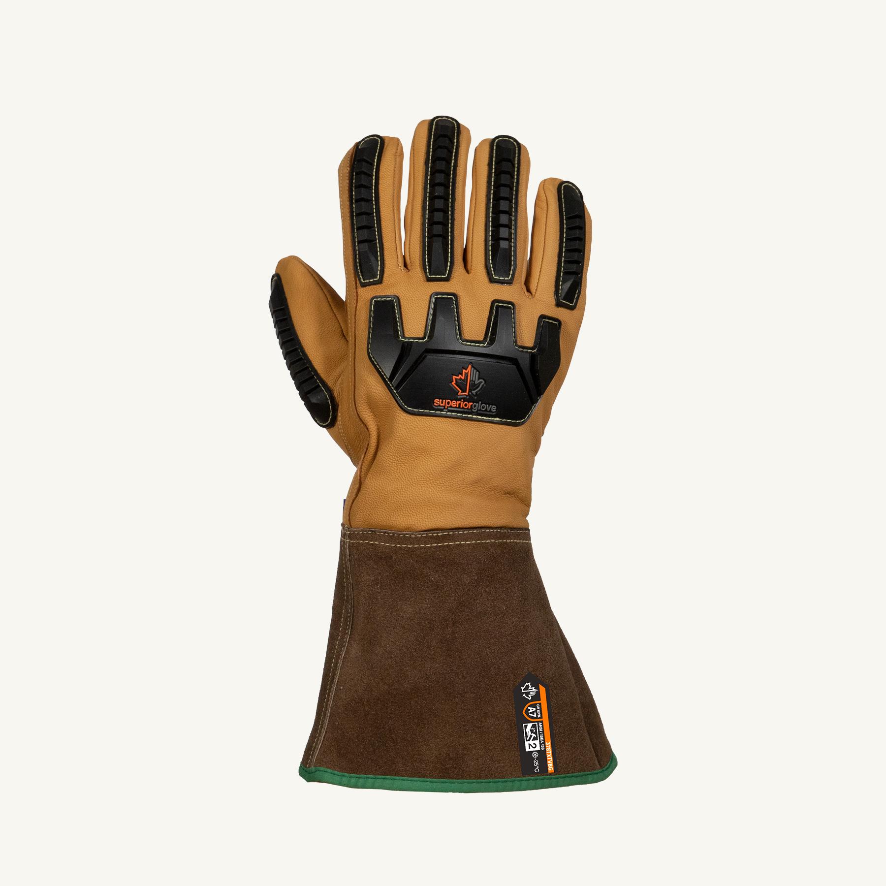 Superior Glove™ 378TXTVBG-M Endura® General Purpose Gloves, M, Leather, Goatskin, Kevlar®, Gauntlet Cuff, Resists: Cut, Impact, ANSI Cut-Resistance Level: ANSI A5
