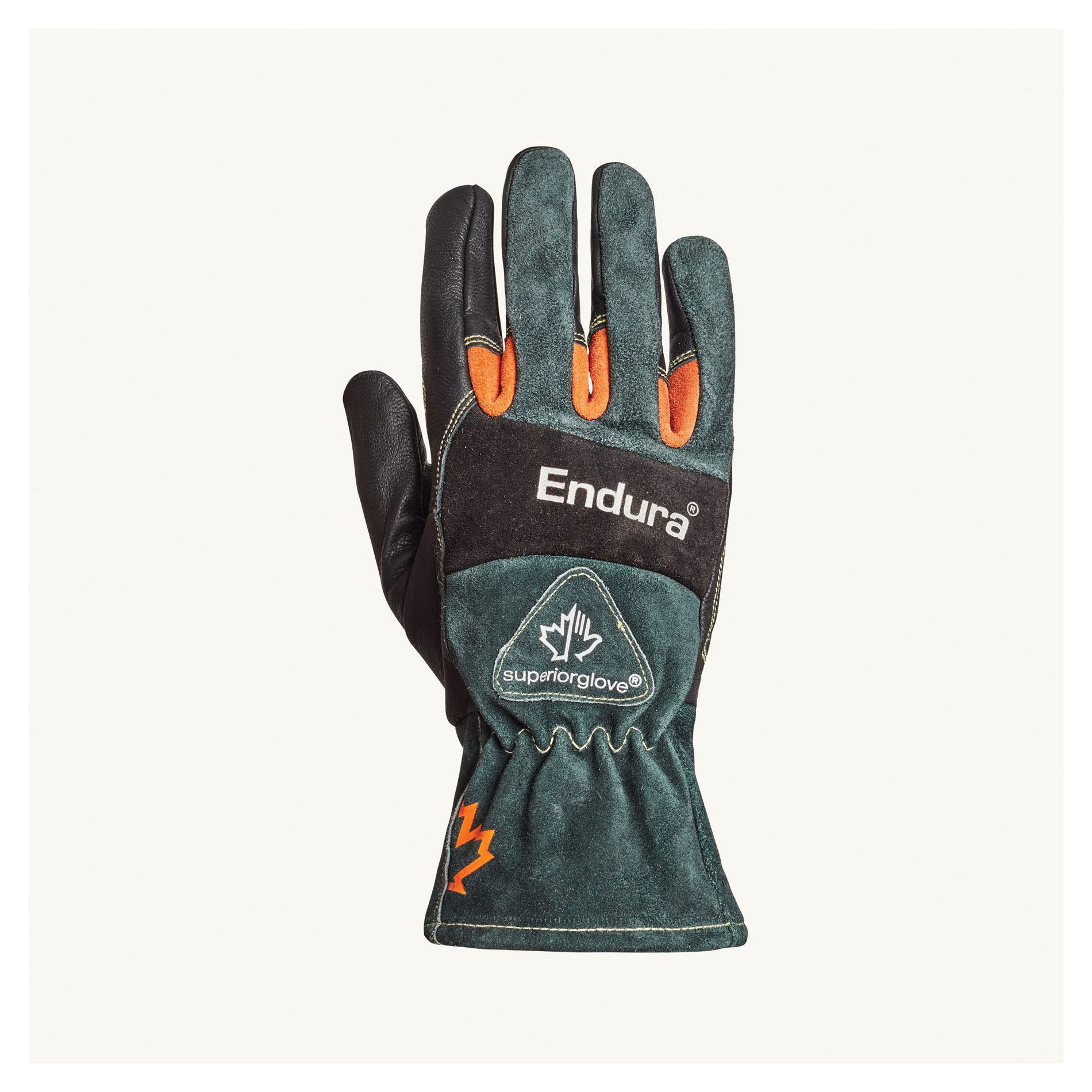 Superior Glove™ 398GLBB-L Endura® Heat Resistant Welding Gloves, Kevlar®, Black/Gray with Red Finger Crotch, Fleece Lining, Gauntlet Cuff