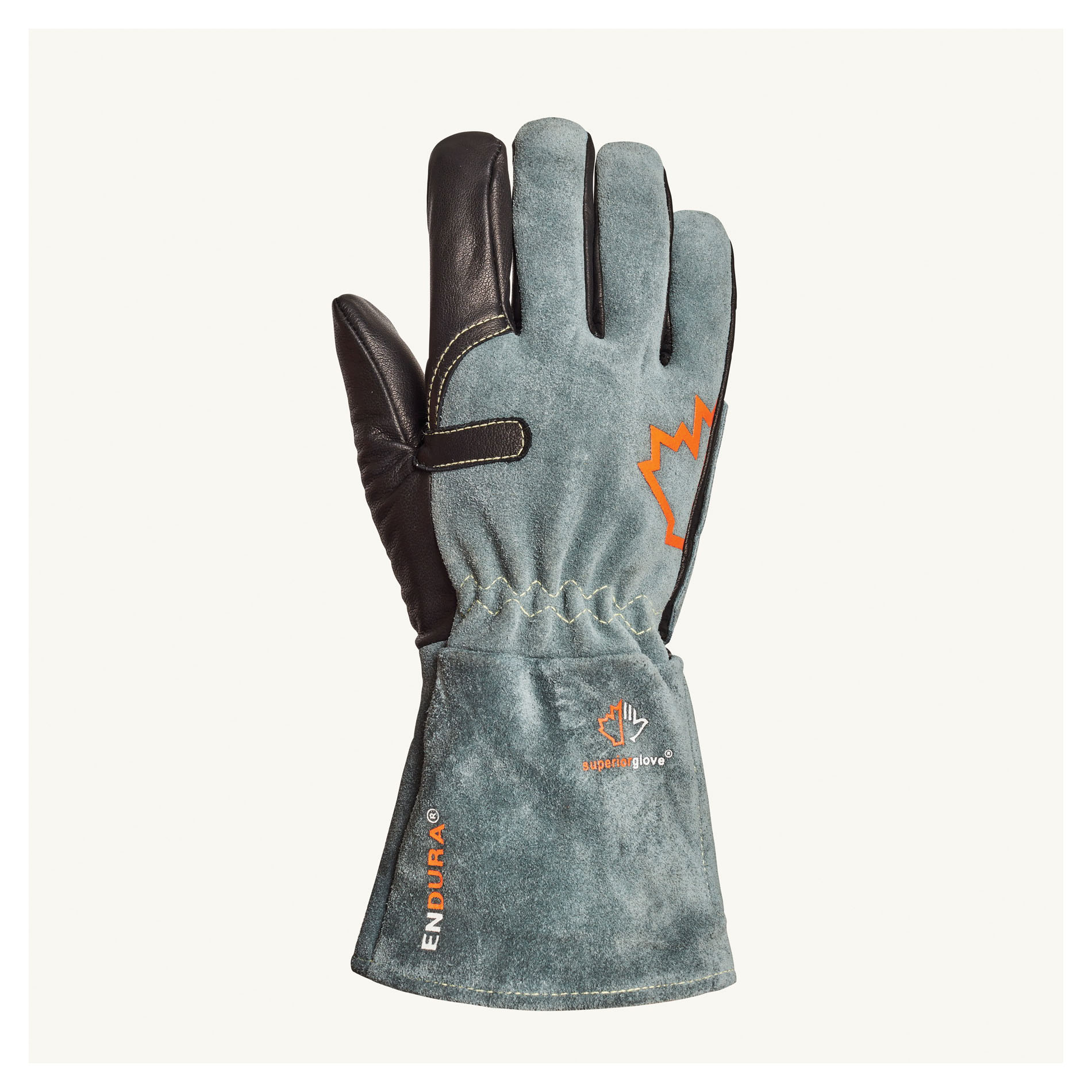 Superior Glove™ 398KGLBG-XL Endura® Welding Gloves, XL, Premium Black, DuPont™ Kevlar® Fiber Lining, 6 in Gauntlet Cuff