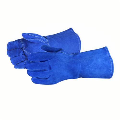 Superior Glove™ 505BUWS-L Endura® Deluxe MIG Welding Gloves, Shoulder Split Cowhide Leather, Blue, Gauntlet Cuff