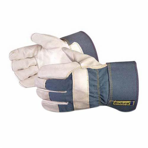 Superior Glove™ 76B-L Endura® Heavy Weight General Purpose Gloves, Fitters, Cotton/Top Grain Cowhide Leather, Band Top/Safety Cuff, Resists: Abrasion, Cut, Oil, Scrapes and Water