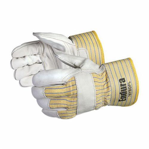 Superior Glove™ 76YBDFL Endura® Economy Grade General Purpose Gloves, Fitters, Grain Cowhide Leather Palm, Safety Cuff, Resists: Abrasion, Oil, Scrapes and Water, Fleece Lining