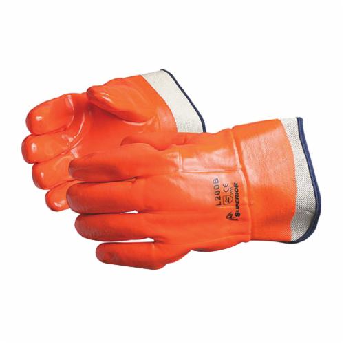 Superior Glove™ L200B North Sea™ Winter General Purpose Gloves, Coated, Universal, PVC Palm, Cotton Interlock/PVC, Orange, Safety Cuff, Resists: Crack, Fleece/Jersey Lining