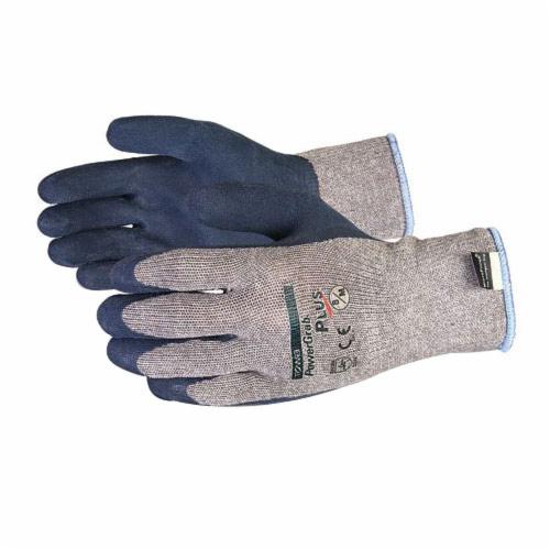 Superior Glove™ S10LX-10 Powergrab® General Purpose Gloves, Coated, SZ 10, Textured Latex Palm, 10 ga Cotton/Polyester, Blue/Gray, String Knit Wrist Cuff, Crinkle Grip/Latex Coating, Resists: Puncture