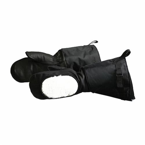Superior Glove™ SNOWD200L-L SnowForce™ Winter General Purpose Gloves, Mitt, Universal, Grain Cowhide Leather/Nylon Palm, Black, Elastic/Gauntlet Cuff, Removable Fleece/Thinsulate™ Foam Lining