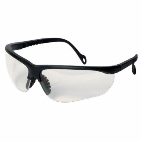 Superior Glove™ EGS Spector® Safety Glasses With Breakaway Eye Glass Cord, Anti-Scratch, Clear Lens, Wrap Around Frame, Black, Polycarbonate Lens, ANSI Z87.1, CSA Z94.3