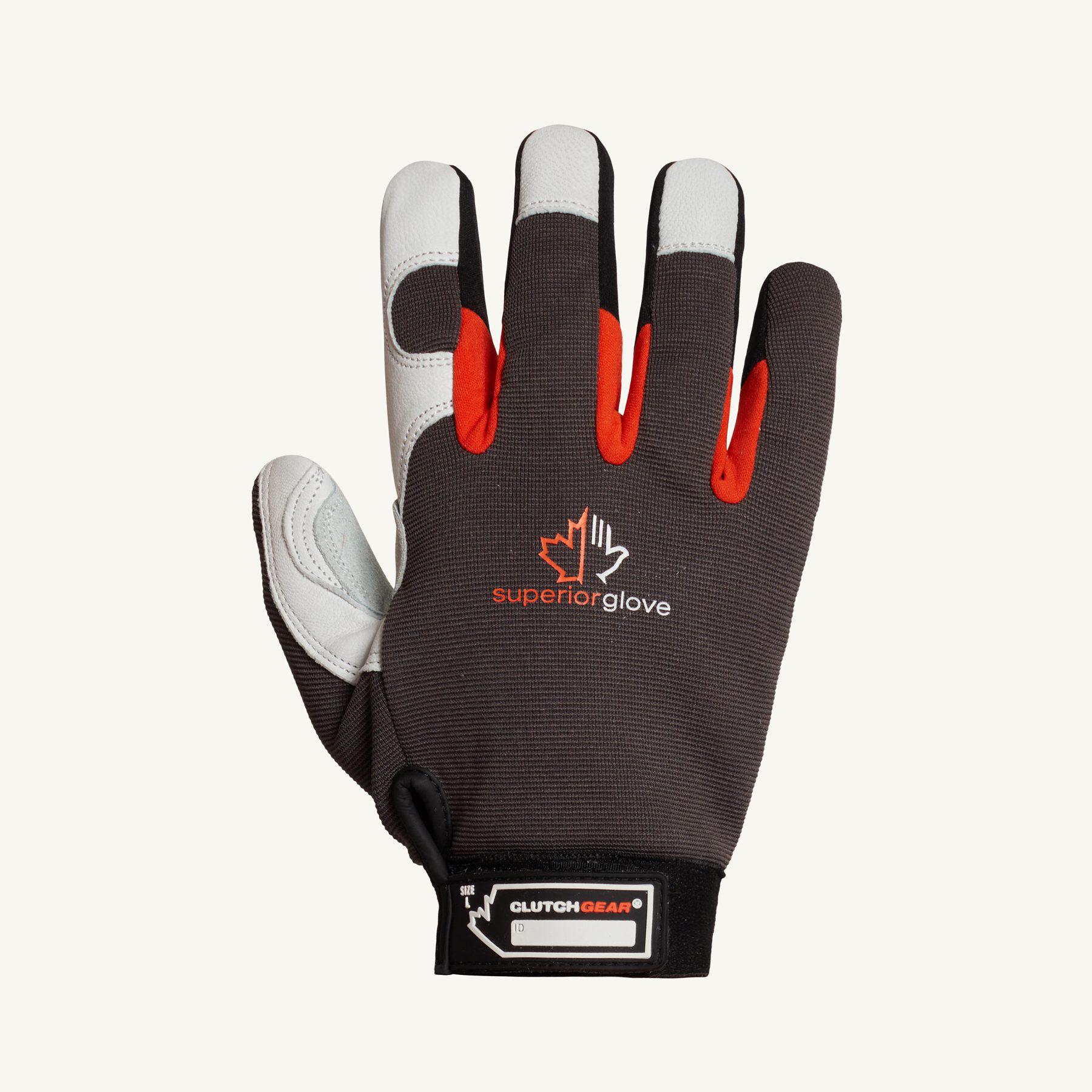 Superior Glove™ MXGCETFL/XXL Clutch Gear® Gloves, General Purpose, XXL, Goat-Grain Palm, Leather, Black, Resists: Abrasion, Thinsulate Lining