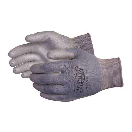 Superior Glove™ S13GPU-10 Superior Touch® General Purpose Gloves, Coated, Seamless Style, SZ 10, Polyurethane Palm, 13 ga Nylon, Gray, Knit Wrist Cuff, Resists: Cut and Puncture
