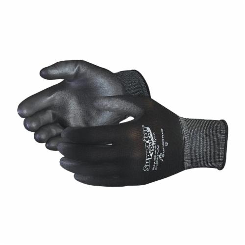 Superior Glove™ S13BKPUQ-10 Superior Touch® Economy Grade General Purpose Gloves, Coated, Seamless/Straight Thumb Style, SZ 10, Polyurethane Palm, 13 ga Nylon, Black, Knit Wrist Cuff, Resists: Grease, Oil and Puncture, Unlined Lining