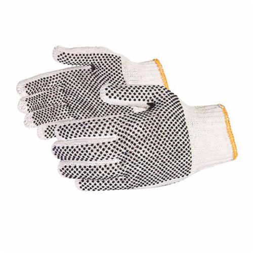 Superior Glove™ SCPD-L Sure Grip® Heavy Weight General Purpose Gloves, String Knit, Seamless Style, L, Nylon/PVC Dotted Palm, Cotton/Polyester, Natural, 1-Sided PVC Dots Coating, Resists: Abrasion, Chemical and Oil