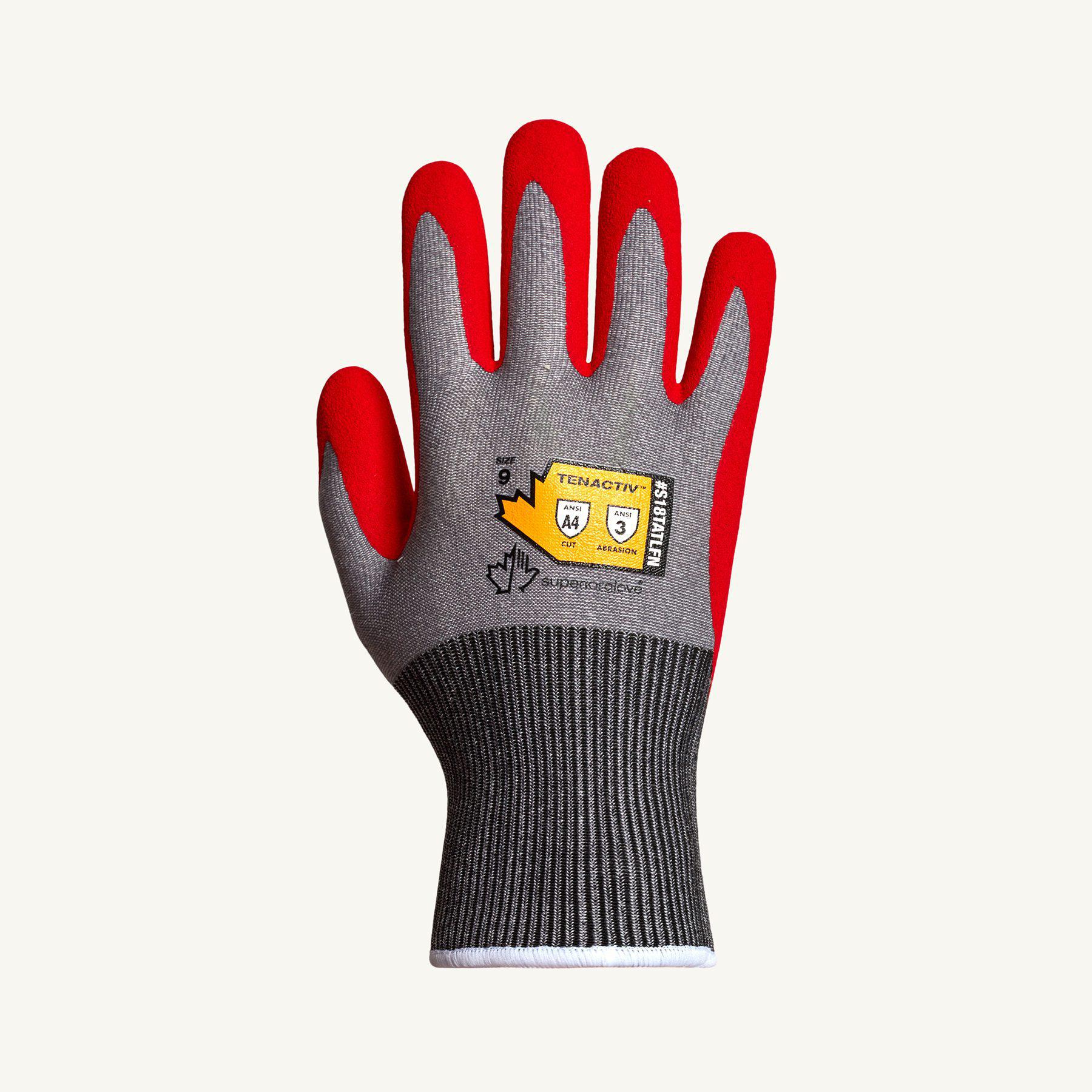 Superior Glove™ S18TATLFN-9 TenActiv™ Gloves, L, TenActiv™, Knit Cuff, Resists: Cut/Abrasion/Punture, ANSI Cut-Resistance Level: A4, ANSI Puncture-Resistance Level: 4