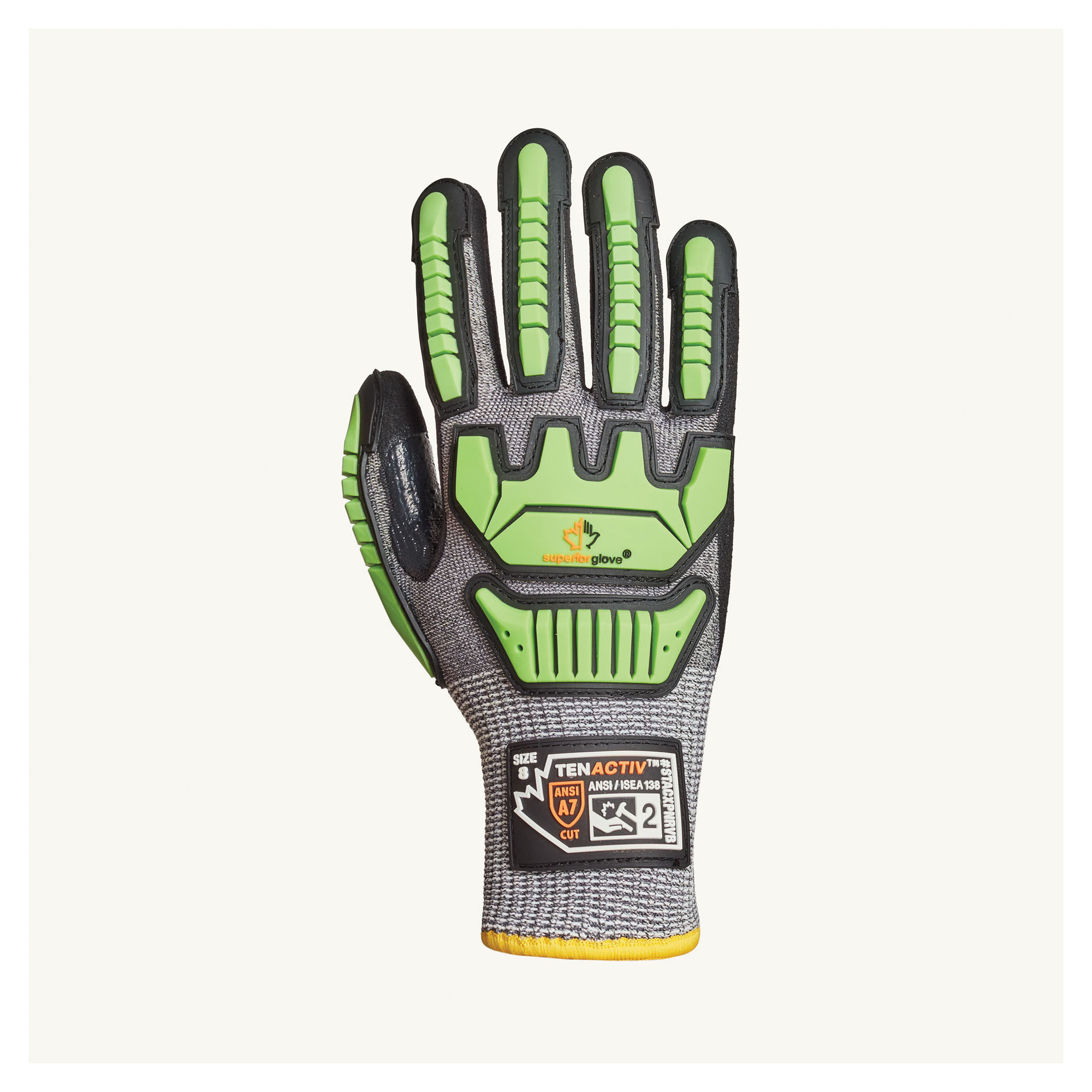 Superior Glove™ STACXPNRVB10 TenActiv™ High Visibility Gloves, SZ 10, 13 ga HPPE, Slip-On Cuff, ANSI Cut-Resistance Level: A7