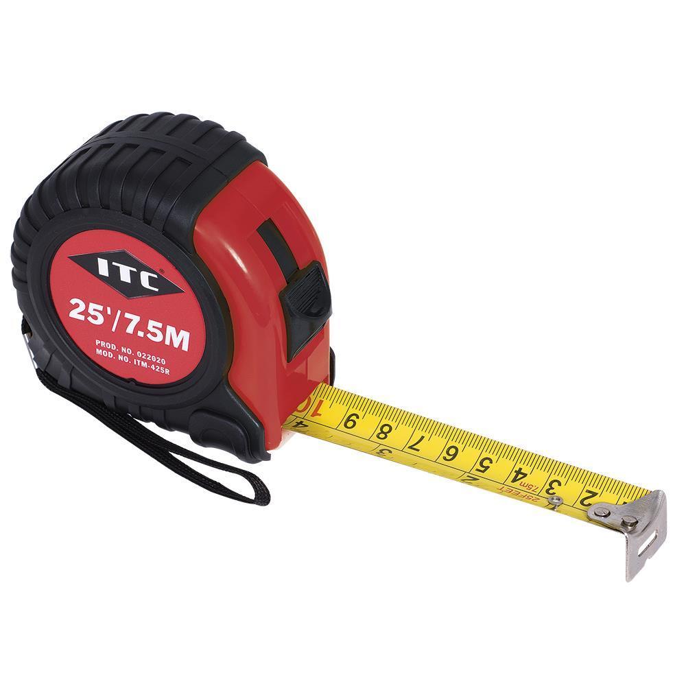 ITC® 022020 Measuring Tape, 25 ft L x 1 in W Blade, Steel Blade