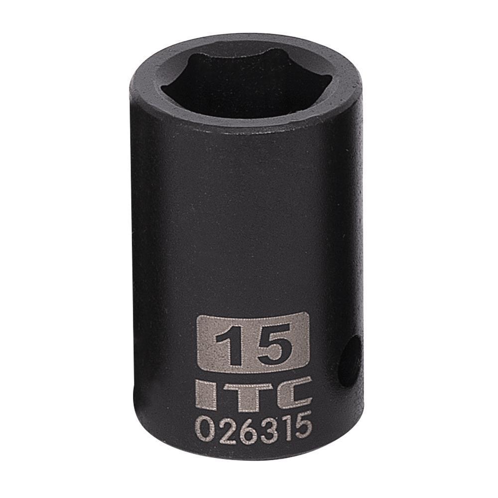 ITC® 026315 Impact Socket, 1/2 in, 15 mm Regular Socket, 6 Points
