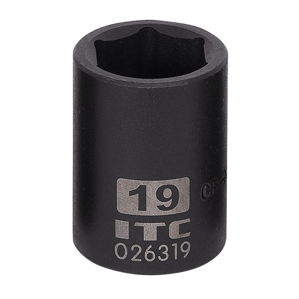 ITC® 026319 Impact Socket, 1/2 in, 19 mm Regular Socket, 6 Points
