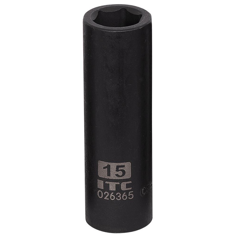 ITC® 026365 Impact Socket, 1/2 in, 15 mm Deep Socket, 6 Points