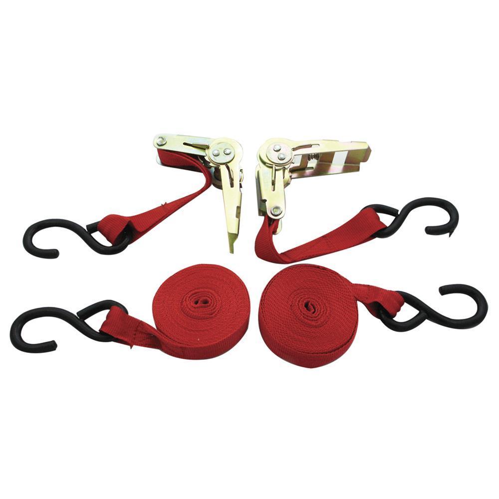 ITC® 027115 Heavy Duty Ratchet Tie Down Set, 1500 lb Load, 15 ft L, Polyester Web Strap