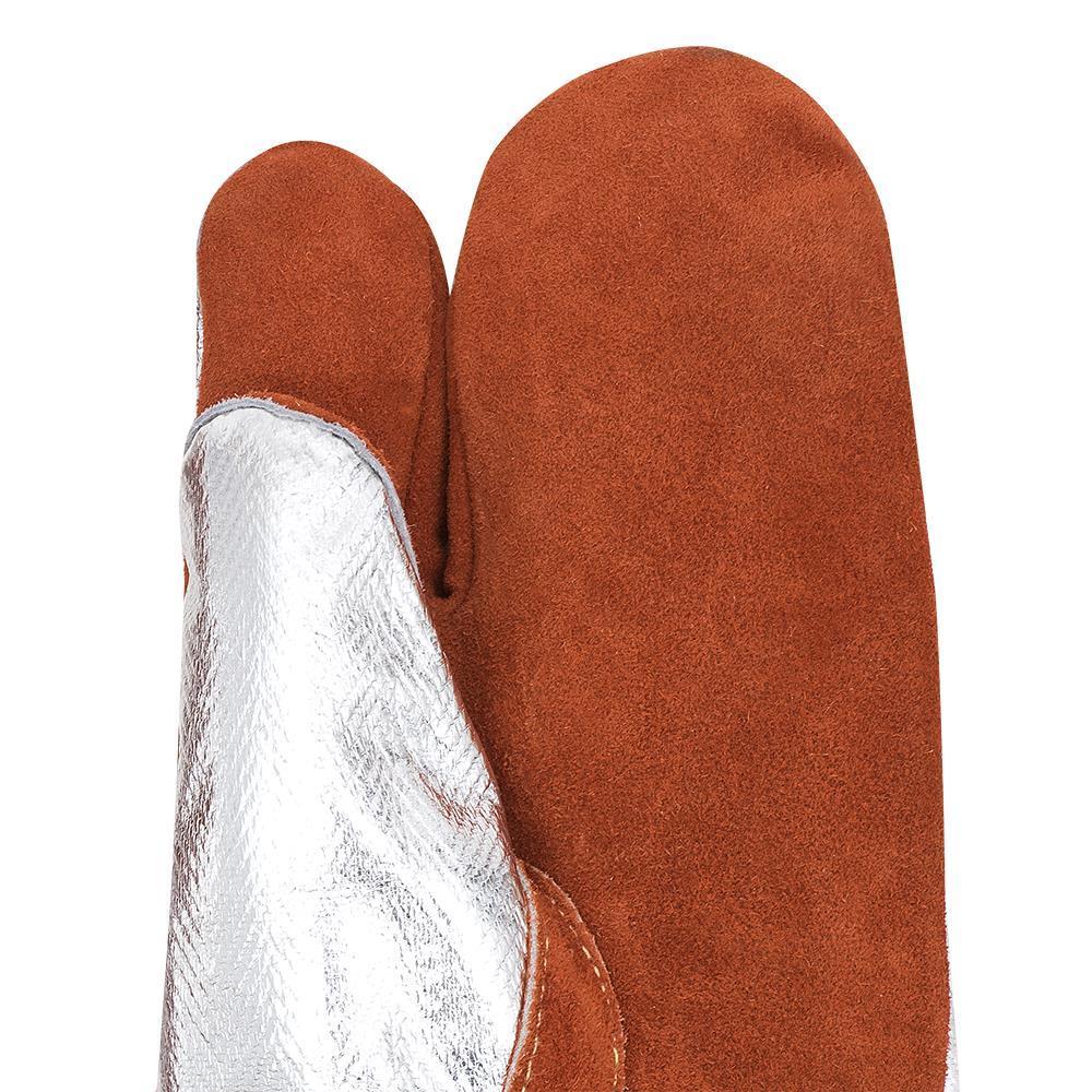 ranpro® V5240430-O/S Mitt Welders Gloves, Universal, Split Cowhide Leather/Kevlar®/Aluminized, Red, Thermofoam Lining, 13 in L