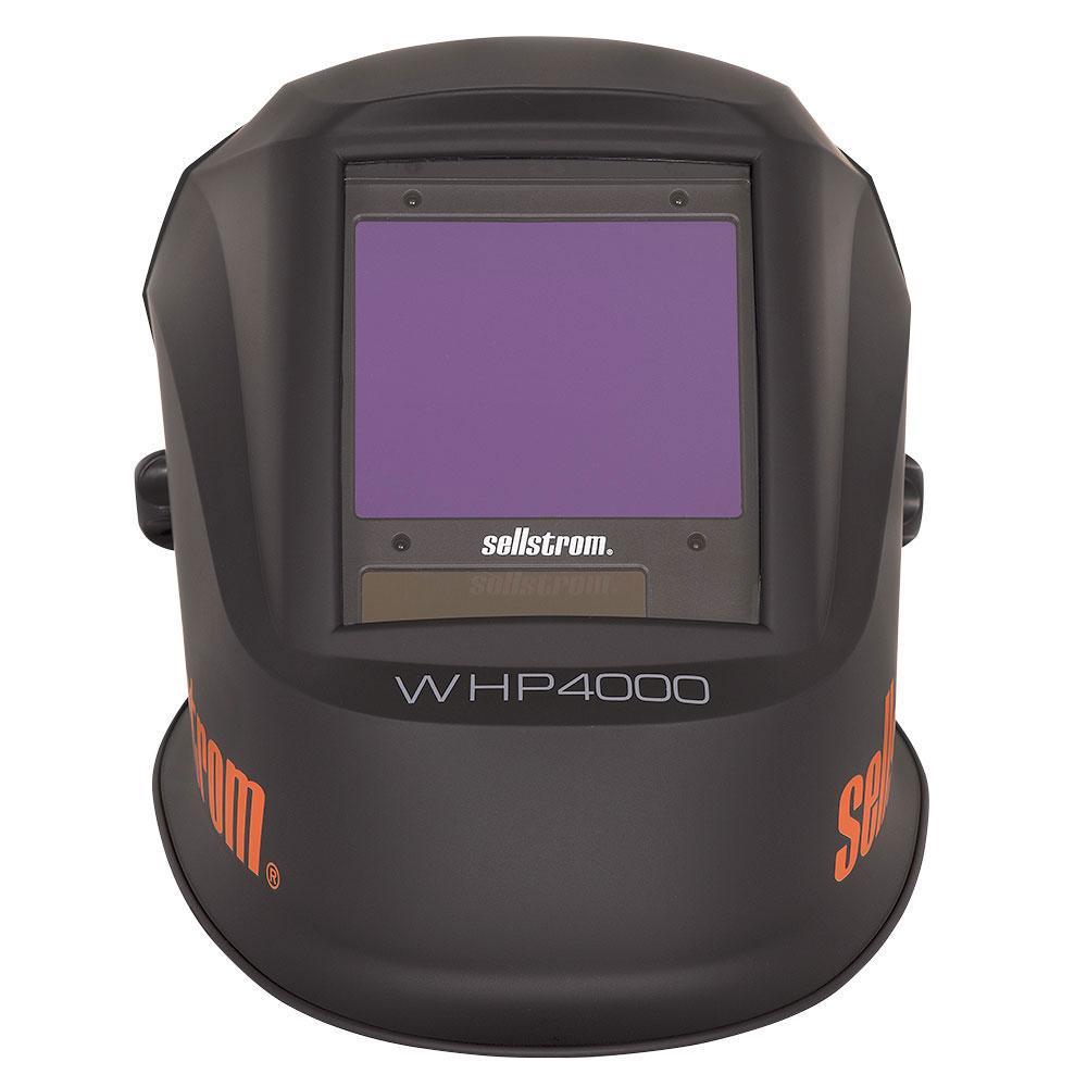 sellstrom® S26400 Premium Lightweight Welding Helmet With Extra Large Blue Lens Technology Variable ADF, 5 to 13 Lens Shade, Black/Orange, 3.94 x 3.28 in Viewing Area, Nylon, Digital Lens Control, Solar/Lithium, ANSI Z87.1, CAN/CSA Z94.3, CE Certified
