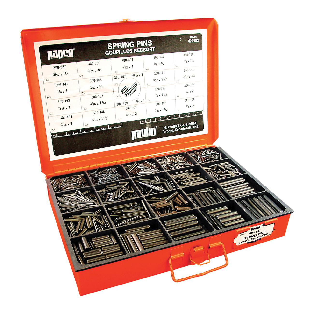 Papco 020-642 Spring Pin Master Assortment, 275 Pieces