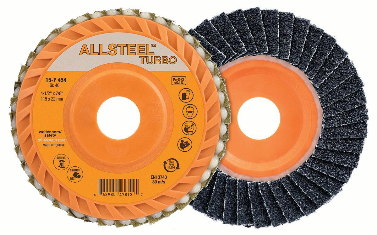ALLSTEEL™ 15Y504 Flap Disc, 5 in Dia Disc, 40 Grit, Industrial Grade, Steel Abrasive