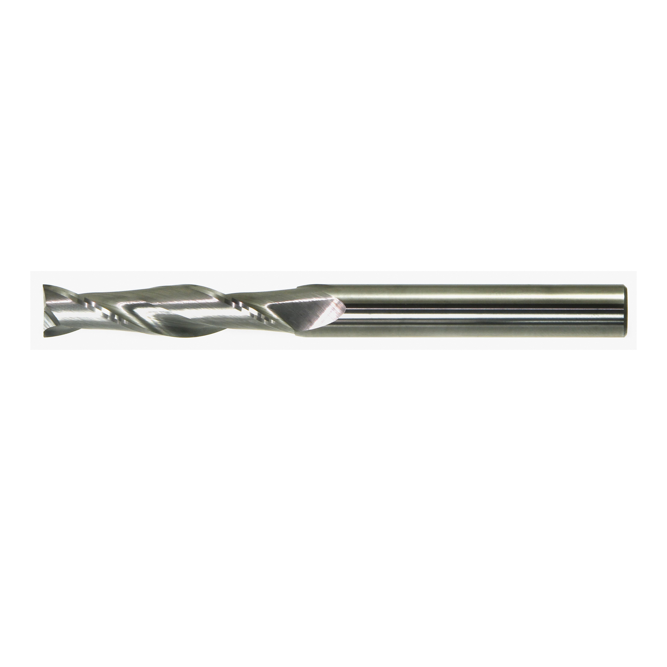 Drillco 725A108C 7250 Center Cutting Extra Long Length Imperial Single End Finishing End Mill, 1/8 in Dia Cutter, 1 in Length of Cut, 2 Flutes, 1/8 in Dia Shank, 3 in OAL, Bright