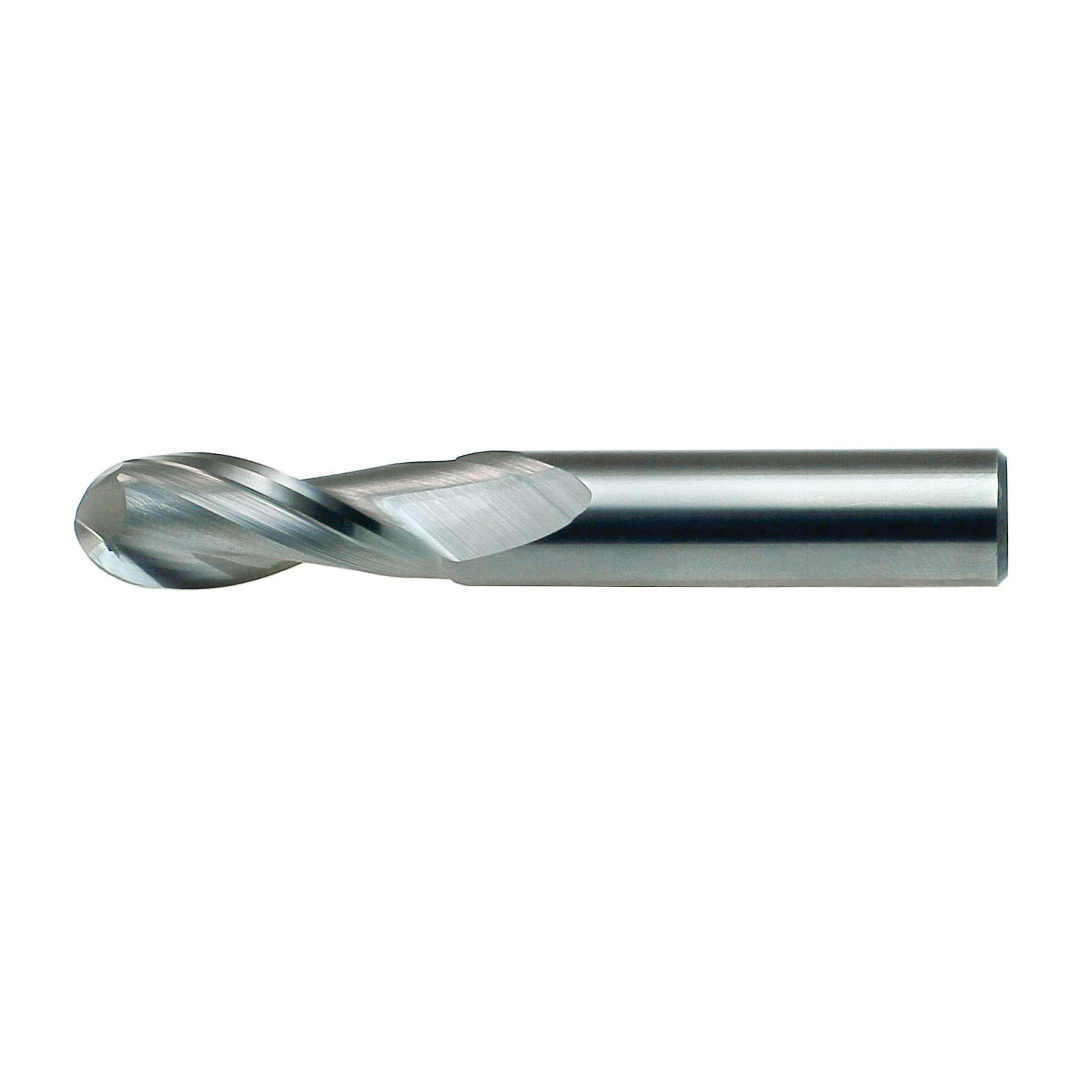 Drillco 76A102C 7600 Center Cutting Imperial Regular Length Single End Ball Nose End Mill, 1/32 in Dia Cutter, 5/64 in Length of Cut, 2 Flutes, 1/8 in Dia Shank, 1-1/2 in OAL, Bright