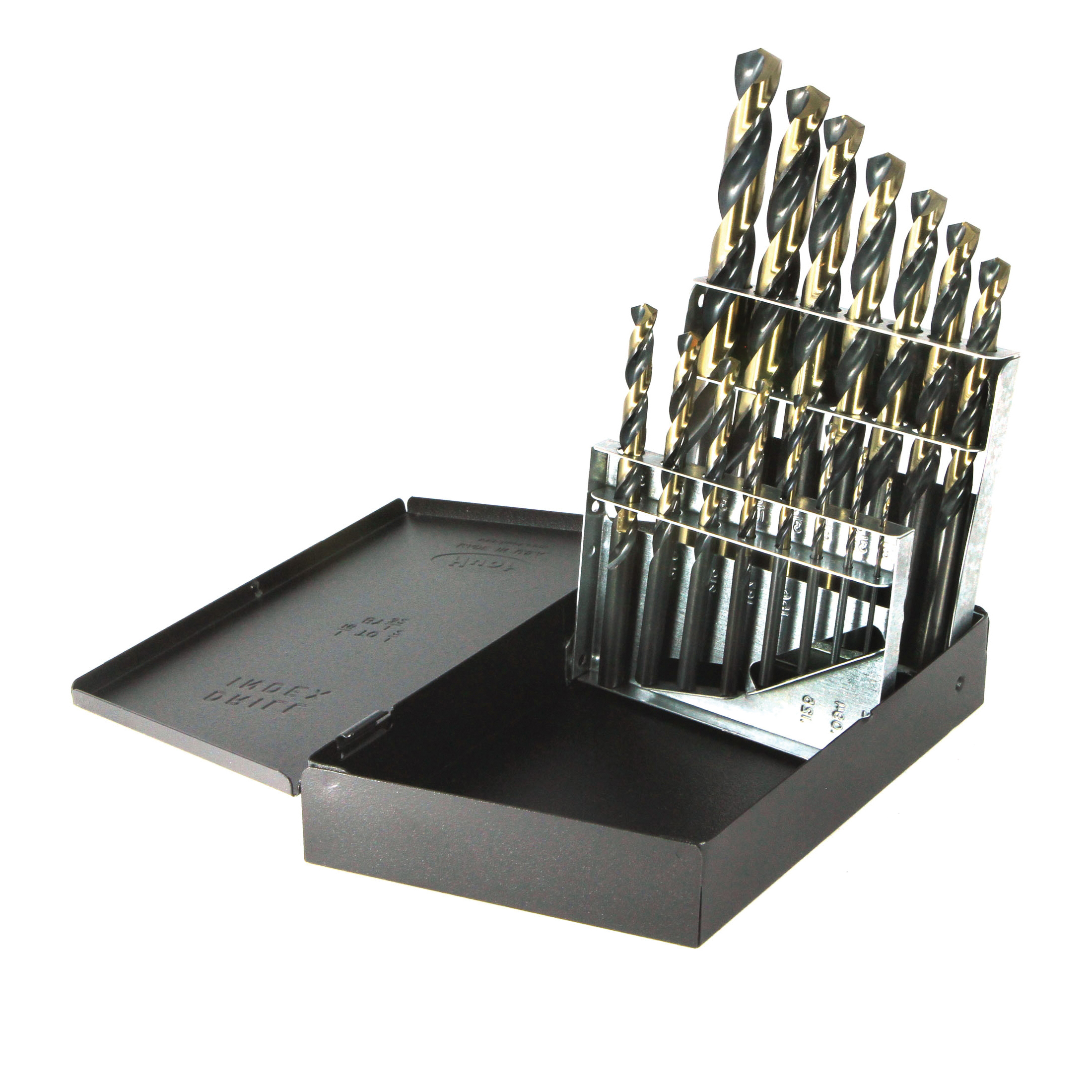 Nitro® 1035N15 Drill Set, 1/16 in Min Drill Bit, 1/2 in Max Drill Bit, 135 deg Drill Point Angle, 15 Pieces, HSS, Black/Gold