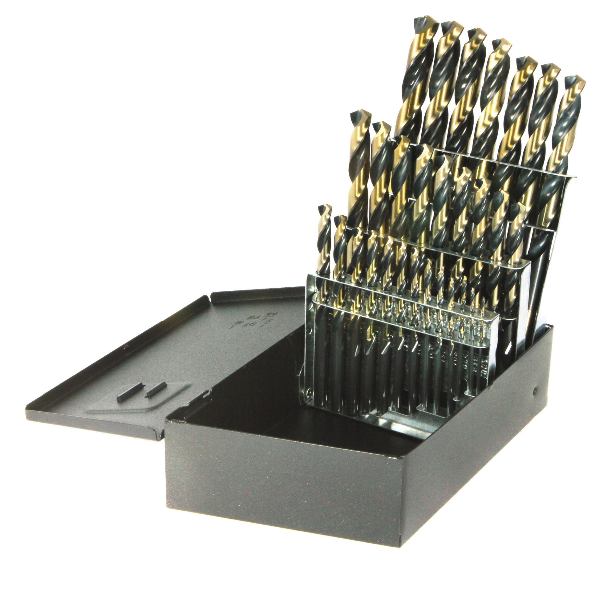 Nitro® 1035N29 Drill Set, 1/16 in Min Drill Bit, 1/2 in Max Drill Bit, 135 deg Drill Point Angle, 29 Pieces, HSS, Black/Gold