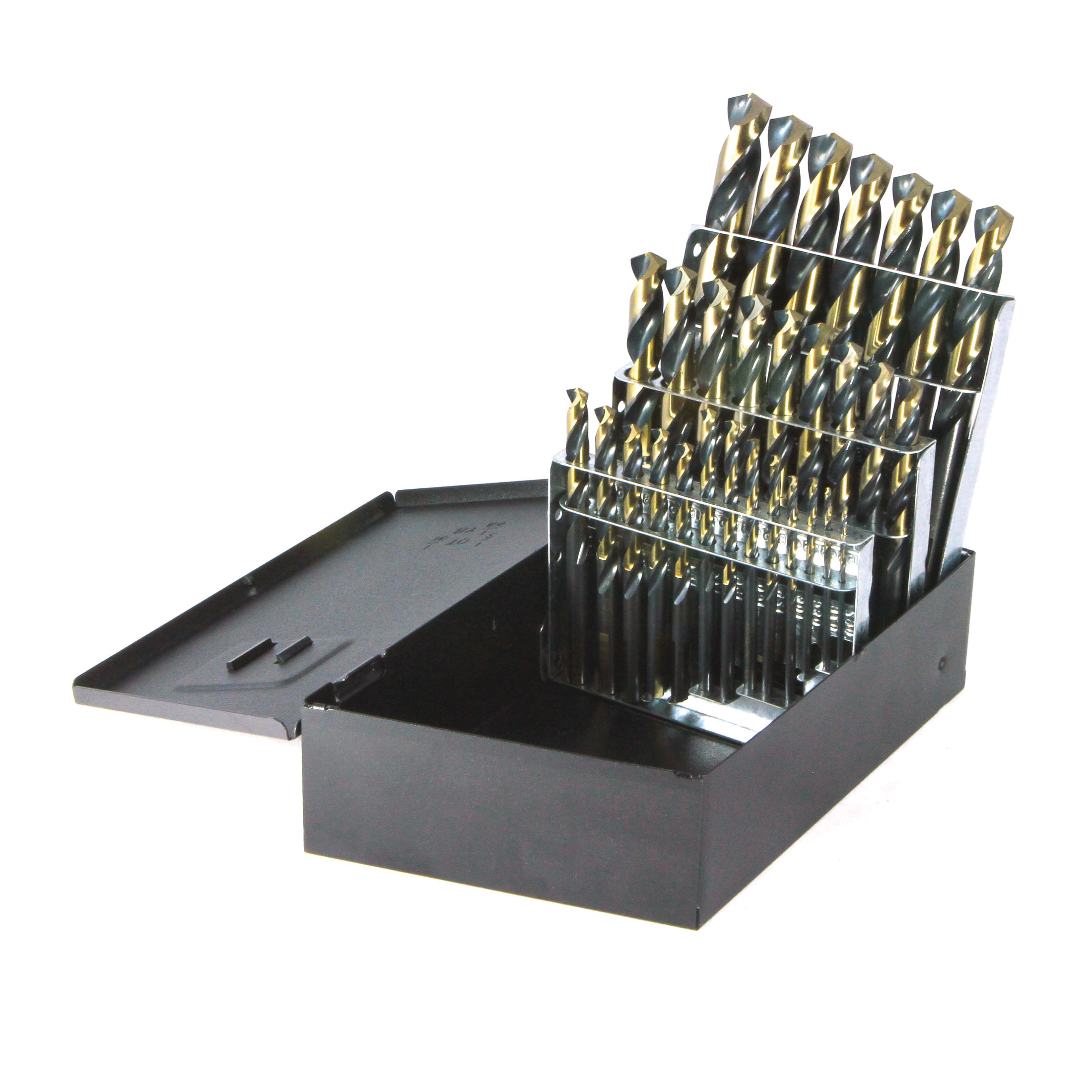 Nitro® 1045N29 Drill Set, 1/16 in Min Drill Bit, 1/2 in Max Drill Bit, 135 deg Drill Point Angle, 29 Pieces, HSS, Black/Gold