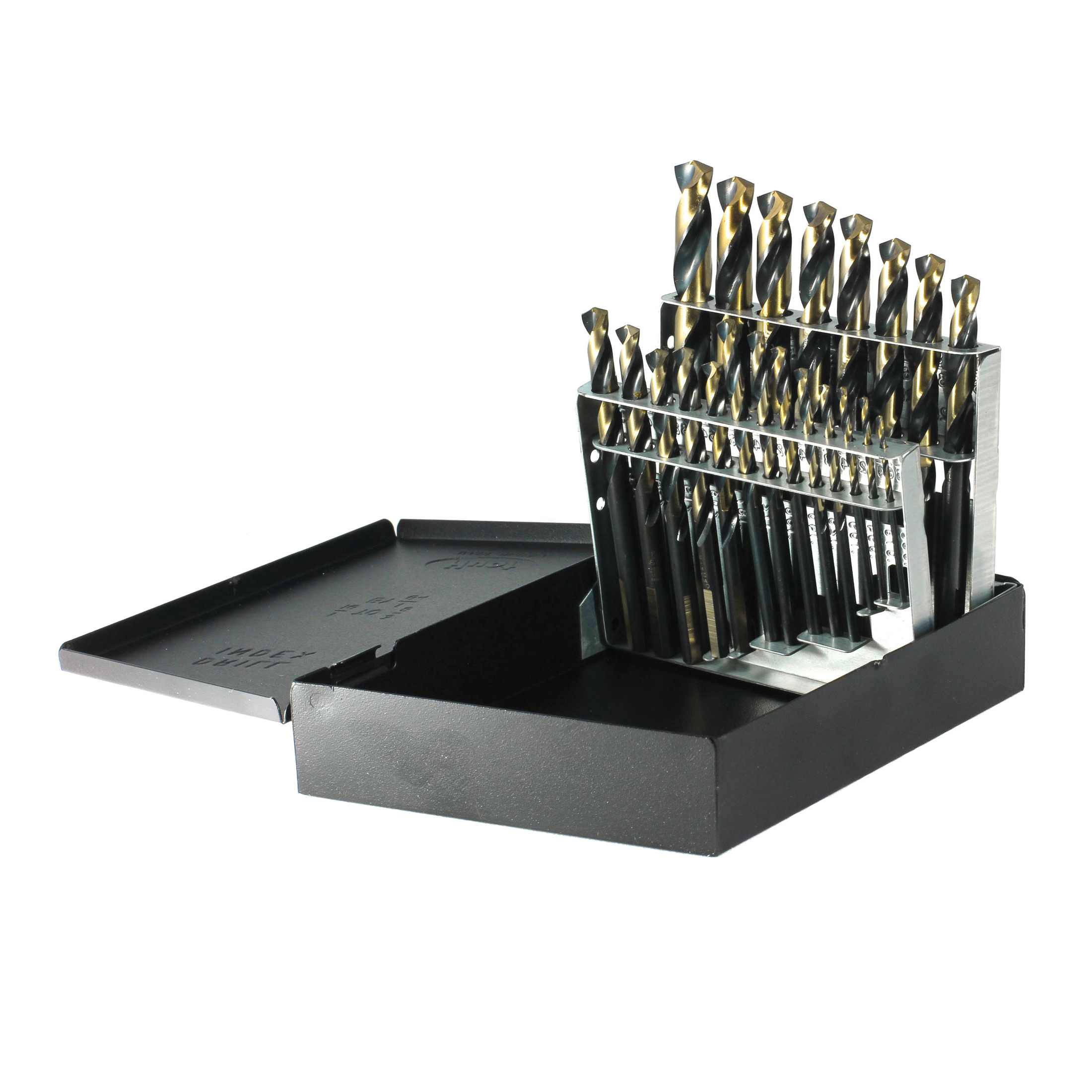 Nitro® 350N21 Mechanics Length Drill Set, 1/16 in Min Drill Bit, 3/8 in Max Drill Bit, 135 deg Drill Point Angle, 21 Pieces, HSS, Black/Gold