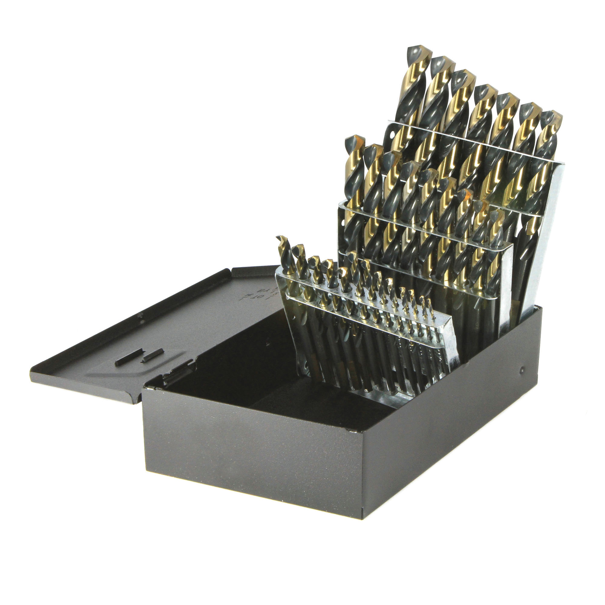 Nitro® 350N29 Mechanics Length Drill Set, 1/16 in Min Drill Bit, 1/2 in Max Drill Bit, 135 deg Drill Point Angle, 29 Pieces, HSS, Black/Gold