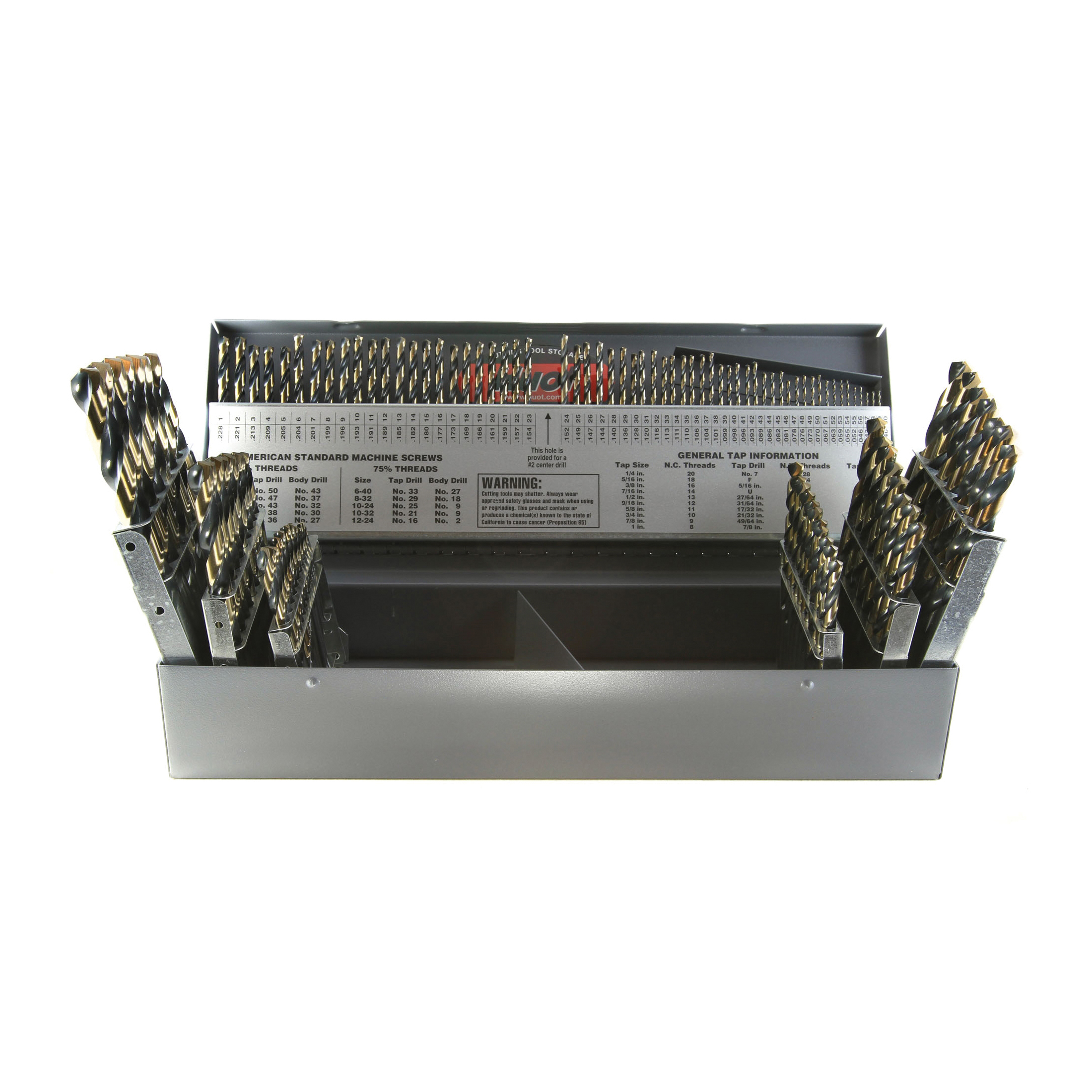 Nitro® 400N0115 Heavy Duty Jobber Length Drill Set, 135 deg Drill Point Angle, 115 Pieces, HSS, Black/Gold