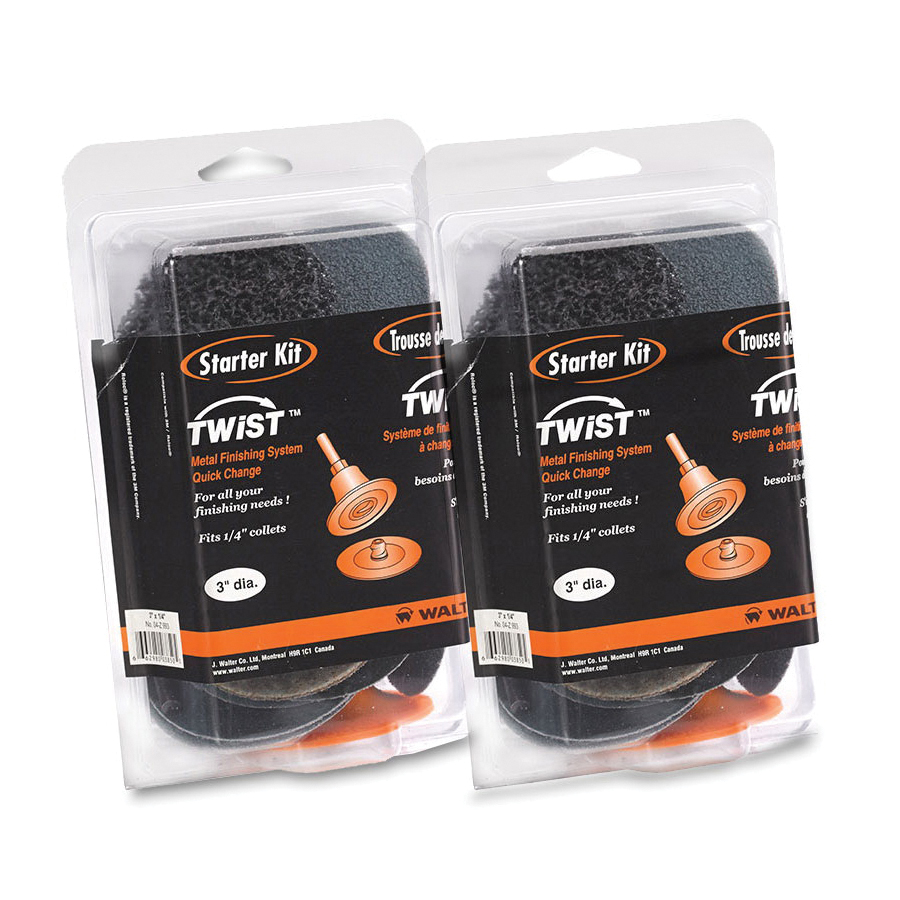 Walter Surface Technologies 04Z993 Starter Kit, 16 Pieces, 3 in Dia, 1/4 in Arbor/Shank, Zirconia Alumina Abrasive, 28000 rpm