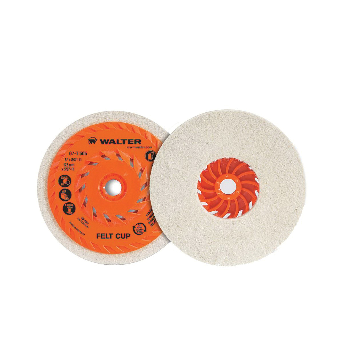 Walter Surface Technologies 07T505 High Density Felt Cup Disc, 5 in Dia Disc