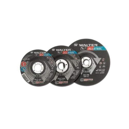 Walter Surface Technologies ALLSTEEL™ 08C455 Flat General Purpose Depressed Center Wheel, 4-1/2 in Dia x 1/4 in THK, 24 Grit, Aluminum Oxide Abrasive