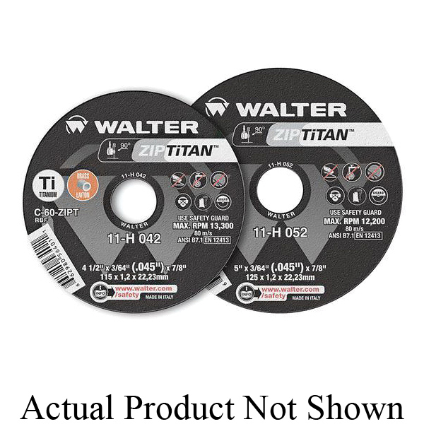 Walter Surface Technologies ZIP TiTAN™ 11H042 Cut-Off Wheel, 4-1/2 in Dia x 3/64 in THK, 7/8 in Center Hole, C-60-ZIPT Grit, Silicon Carbide Abrasive