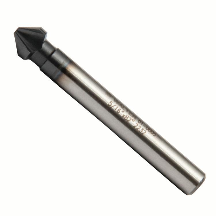 Walter Surface Technologies 01U005 VP™ Tool Countersink, 5/16 in Dia Body, 1/4 in Dia Shank, 82 deg Included Angle, HSS