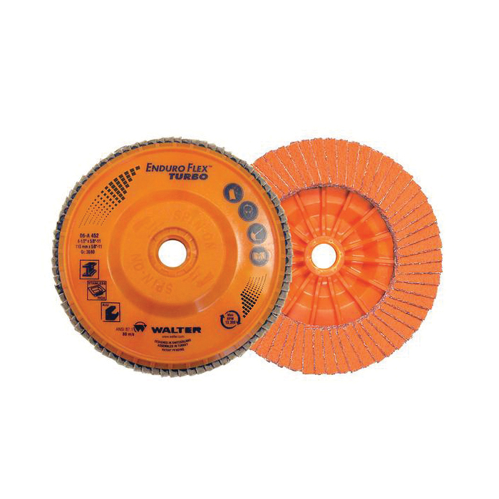 Walter Surface Technologies ENDURO-FLEX Turbo™ 06A458 Type 27S Flap Disc, 4-1/2 in Dia Disc, 80 Grit