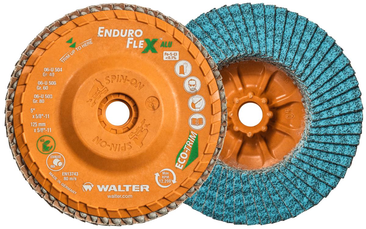 Walter Surface Technologies 06U506 Enduro-Flex Alu™ High Performance Coated Abrasive, 5 in Dia Disc, 60 Grit, Zirconia Alumina Abrasive