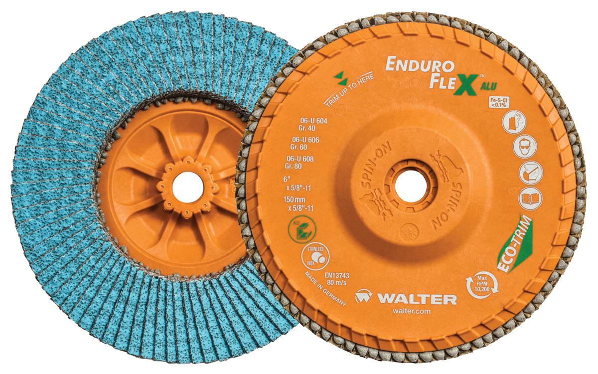 Walter Surface Technologies 06U608 Enduro-Flex Alu™ High Performance Coated Abrasive, 6 in Dia Disc, 80 Grit, Zirconia Alumina Abrasive