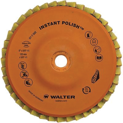 Walter Surface Technologies INSTANT POLISH™ 07T502 Flap Disc, 5 in Dia Disc, 7/8 in Center Hole, Polish Grit