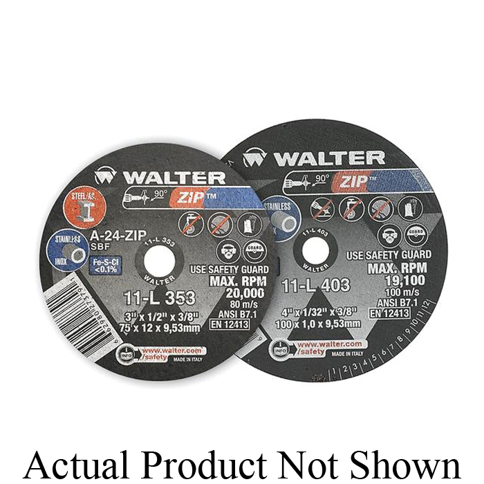 Walter Surface Technologies ZIP™ 11L202 Cutter Wheel, 2 in Dia x 1/32 in THK, 1/4 in Center Hole, 24 Grit