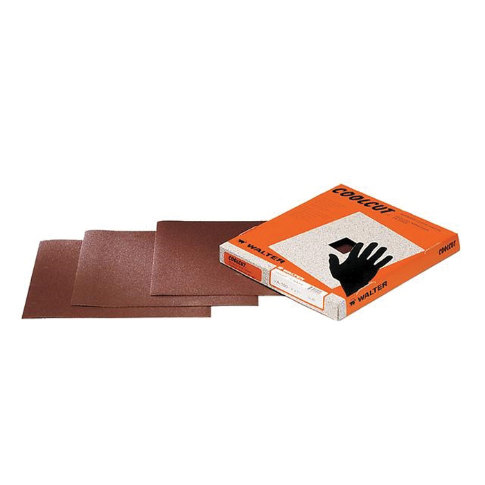 Walter Surface Technologies COOLCUT™ 14A904 Hand Sheet, 11 in L x 9 in W, 40 Grit, Aluminum Oxide Abrasive, Cotton Cloth Backing