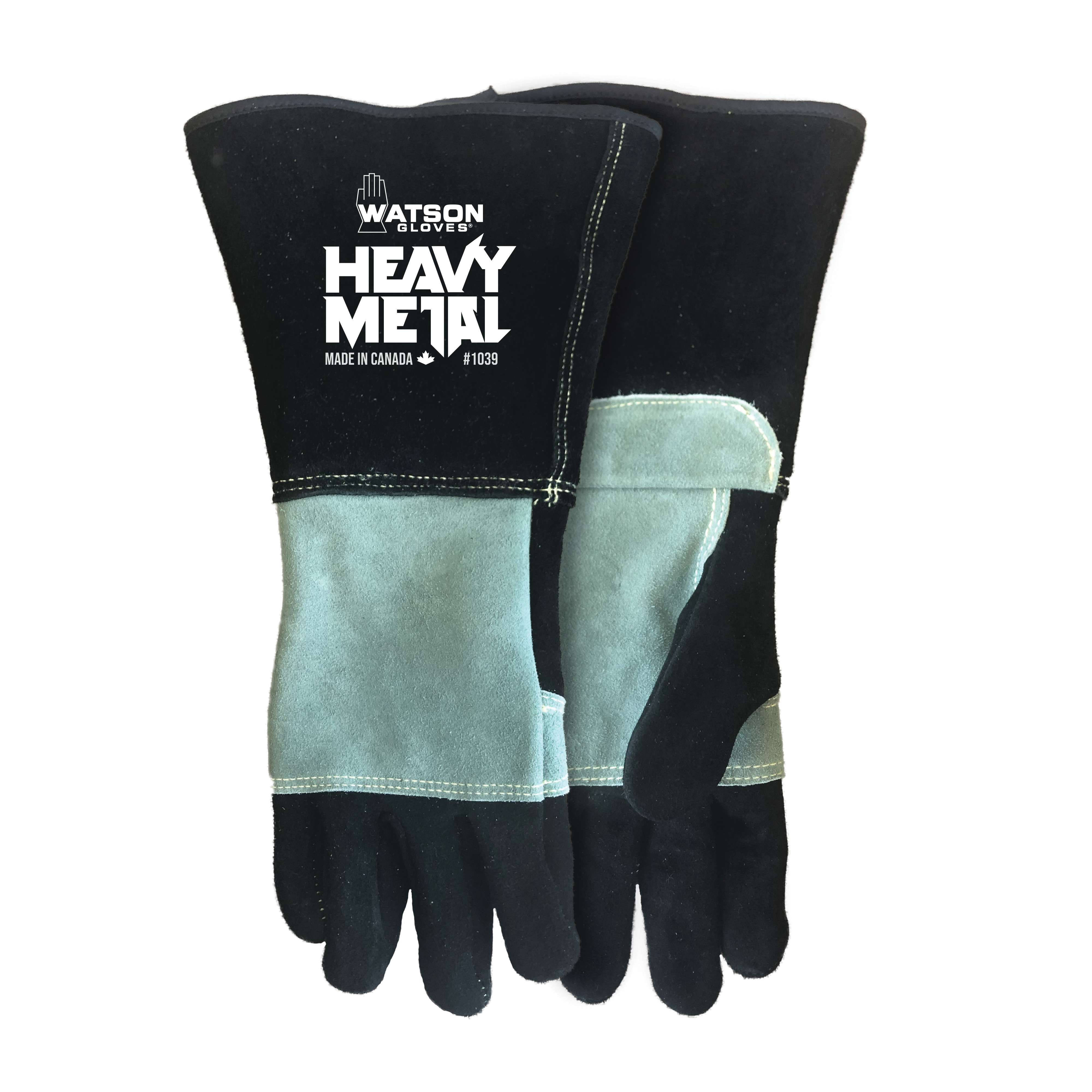 Heavy Metal 1039-L Meltdown Gloves, L, Cowhide/Elksplit Leather, Black/Green, Cotton Fleece Lining, 6 in Gauntlet Cuff