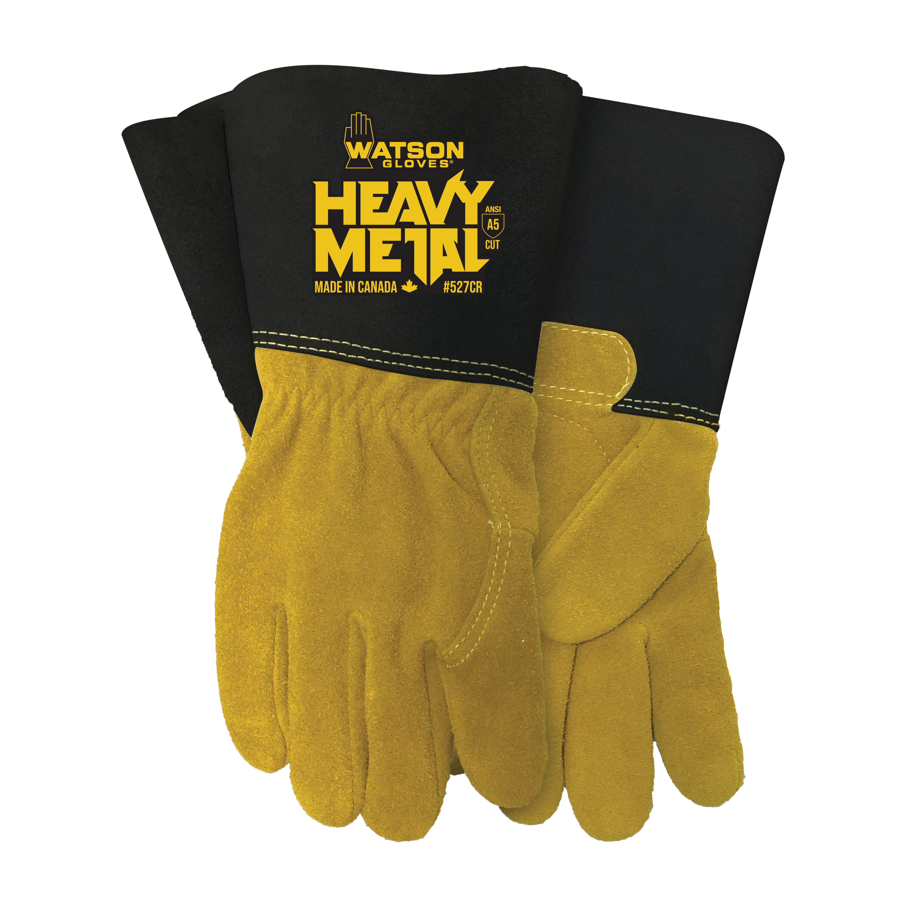 Heavy Metal 527CR-L Steel Panther Gloves, L, Split Elkhide, Tan, Cutshield™ Para-Aramid/Steel/Polyester Fiber Lining, Gauntlet/Shirred Elastic Wrist Cuff