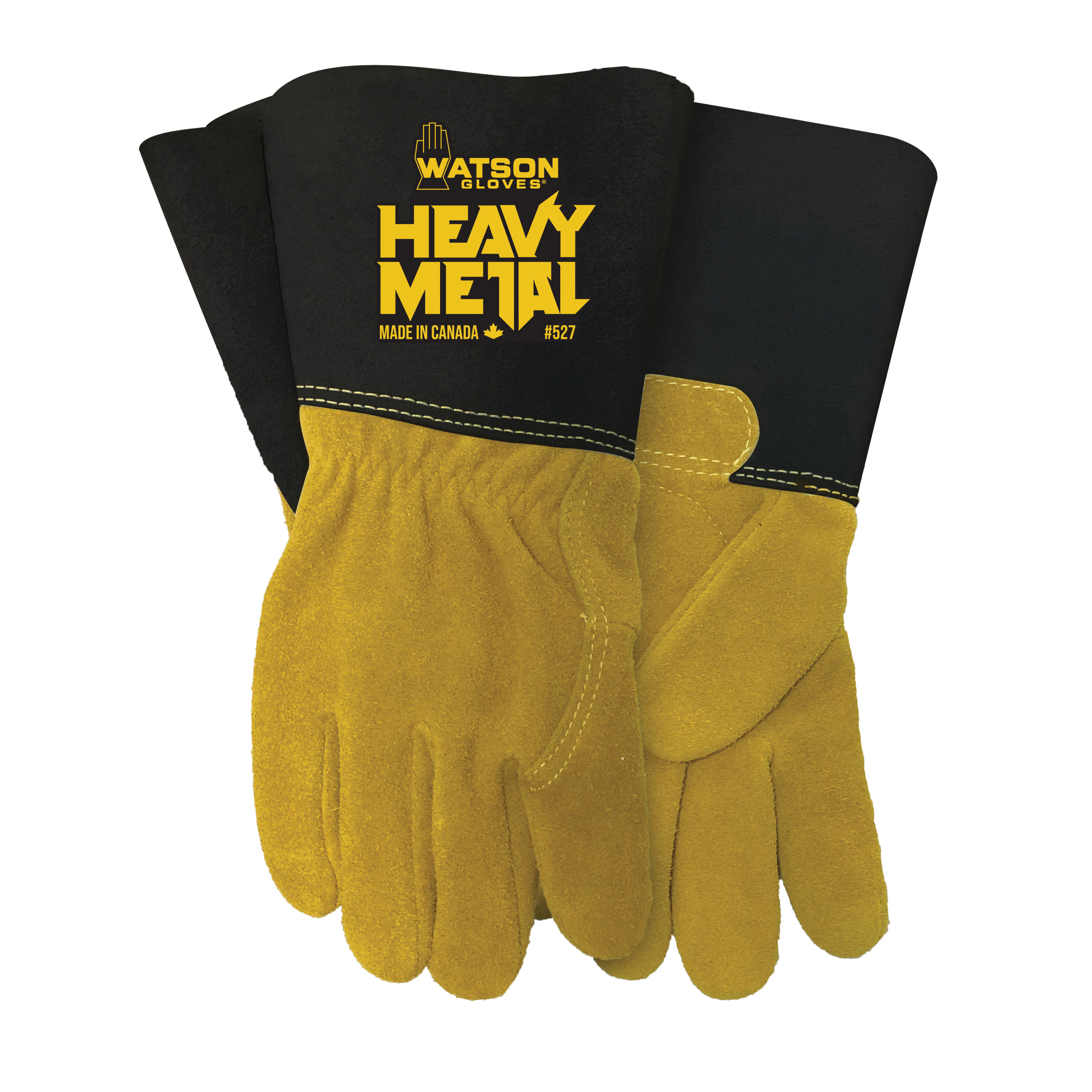 Heavy Metal 527-L Steel Panther Gloves, L, Split Elkhide, Tan, Gauntlet/Shirred Elastic Wrist Cuff